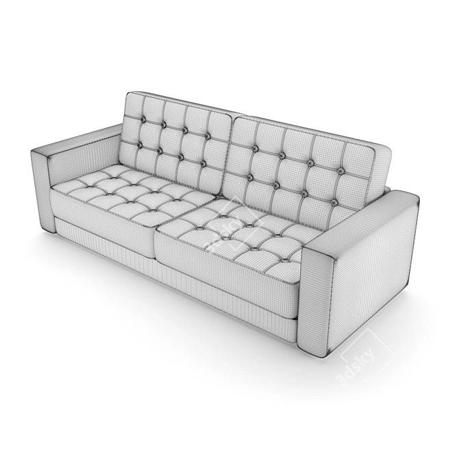 Modern Black Leather Sofa 3D model image 4