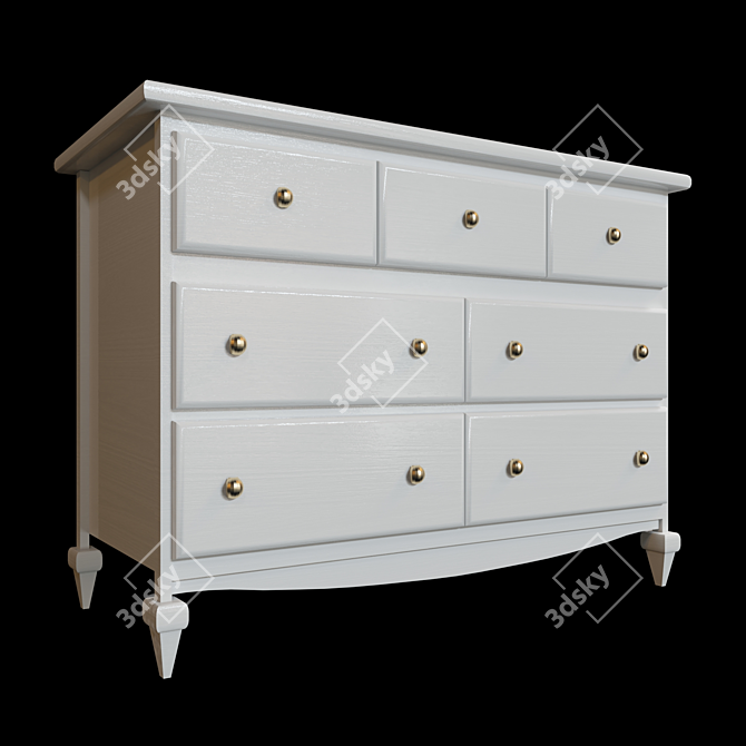 Classic Wooden Drawer Chest: Polys 2952 3D model image 1