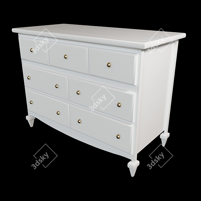 Classic Wooden Drawer Chest: Polys 2952 3D model image 2