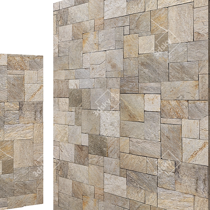 Travertine French Pattern: High Res, Tileable 3D model image 4