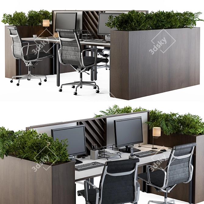 Stylish Office Flower Box 3D model image 2