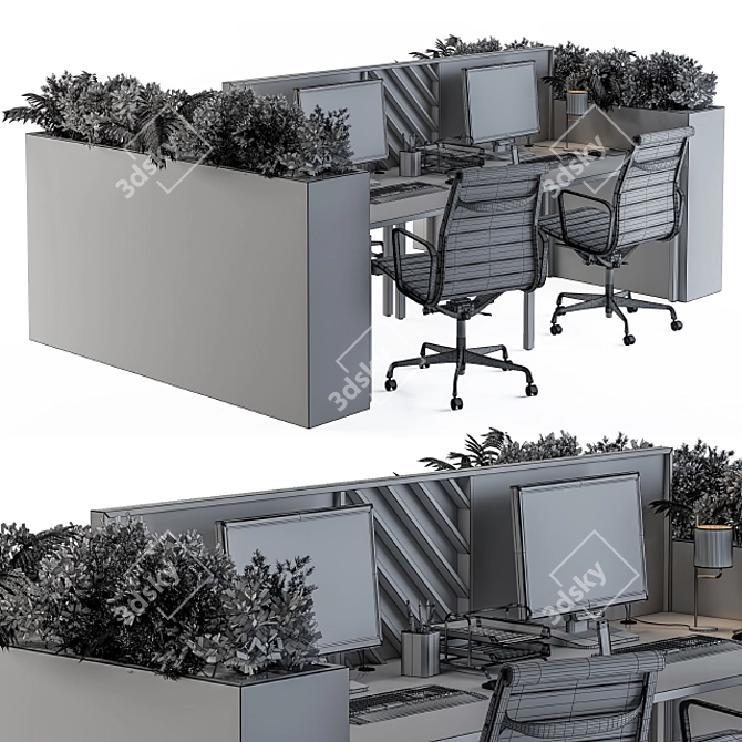 Stylish Office Flower Box 3D model image 5