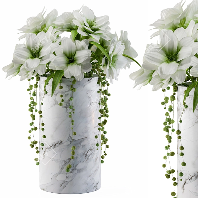 Elegant White Flower Bouquet 3D model image 1