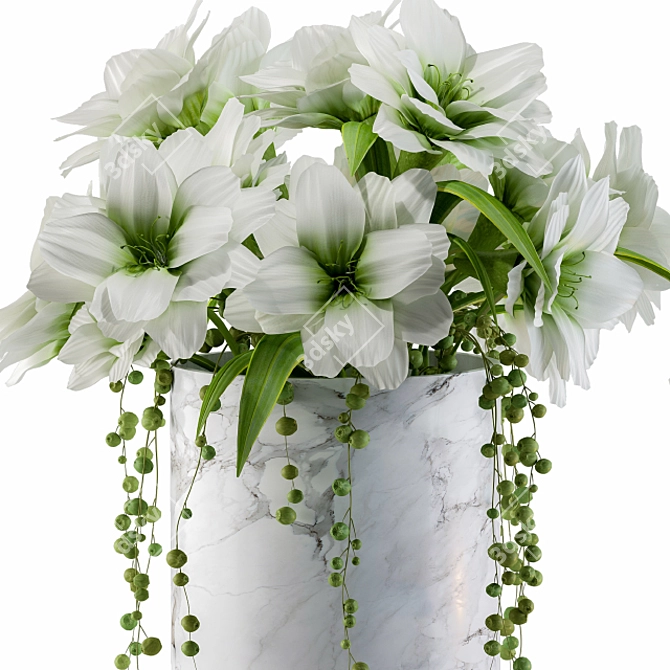 Elegant White Flower Bouquet 3D model image 2