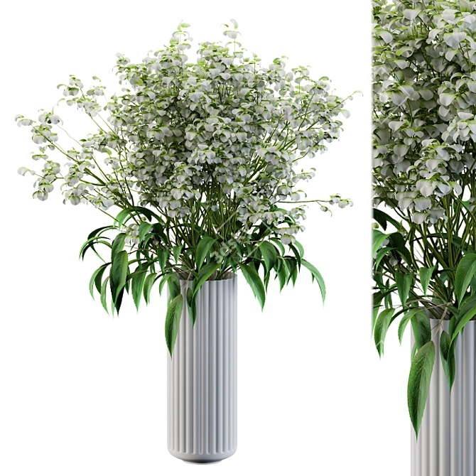 Delicate White Floral Bouquet 3D model image 1