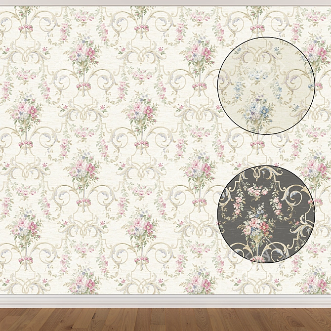 Seamless Wallpaper Set - 3 Color Variations 3D model image 1