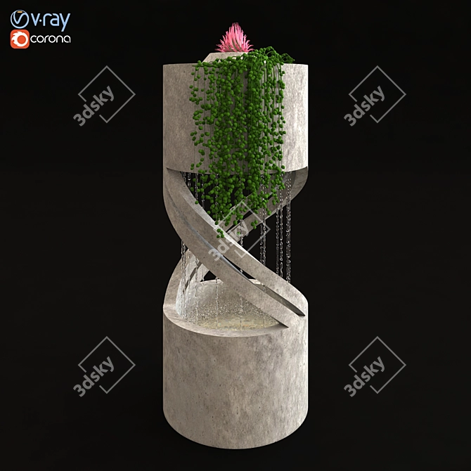 Modern Geometric Interior Fountain 3D model image 3