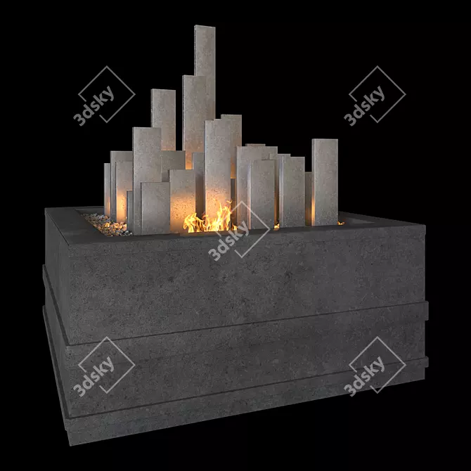 Modern Fireplace 3D Model 3D model image 1