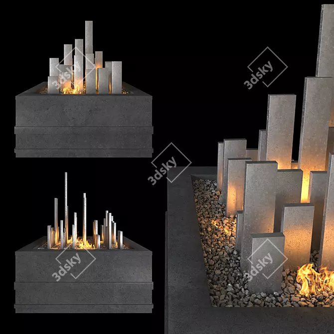 Modern Fireplace 3D Model 3D model image 2