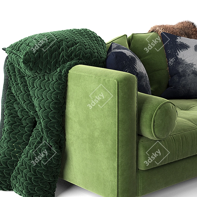 Versatile Green & Gray Sofa 3D model image 3