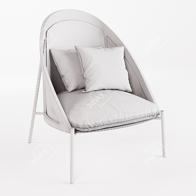 GTV Loïe Rattan Lounge Chair: Game Ready 3D Model 3D model image 2