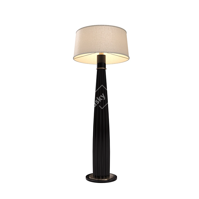 Orlando Torch Lamp: Elegant Wood & Brass Design 3D model image 2