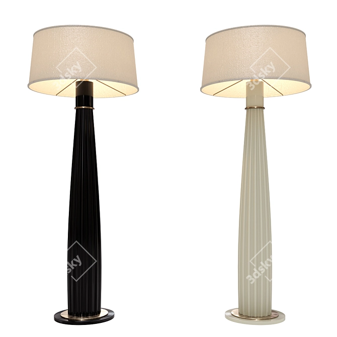 Orlando Torch Lamp: Elegant Wood & Brass Design 3D model image 5