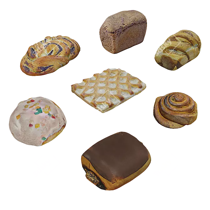 Artisan Bread Selection 3D model image 1