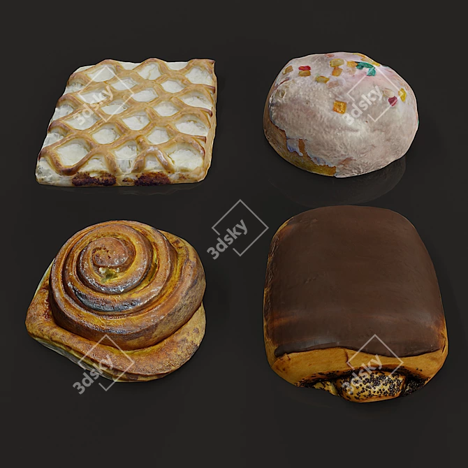 Artisan Bread Selection 3D model image 6