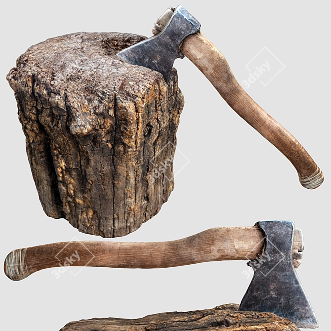 Timber Chopper: Stump & Ax 3D model image 1