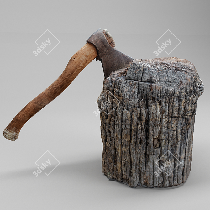 Timber Chopper: Stump & Ax 3D model image 3