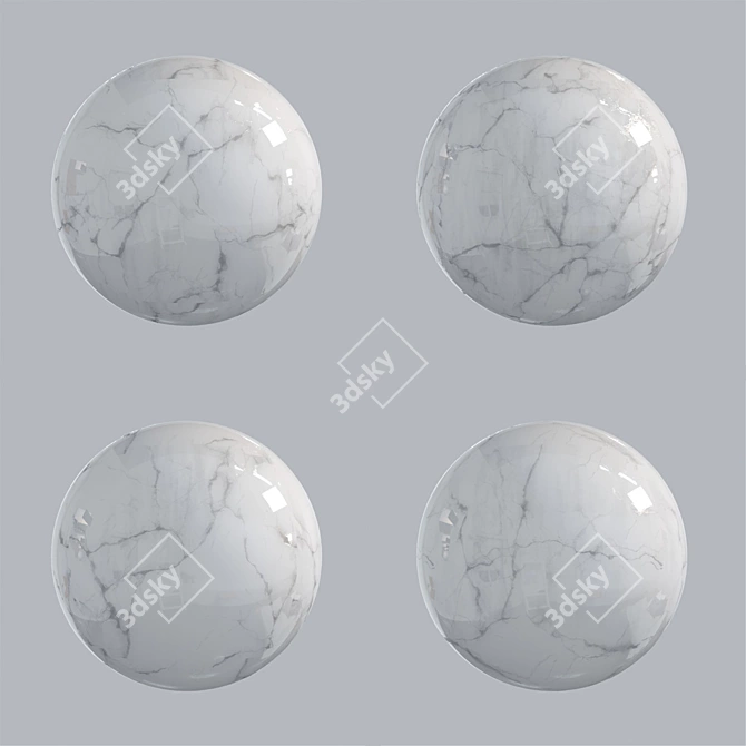 Elegant White Carrara Marble 3D model image 2