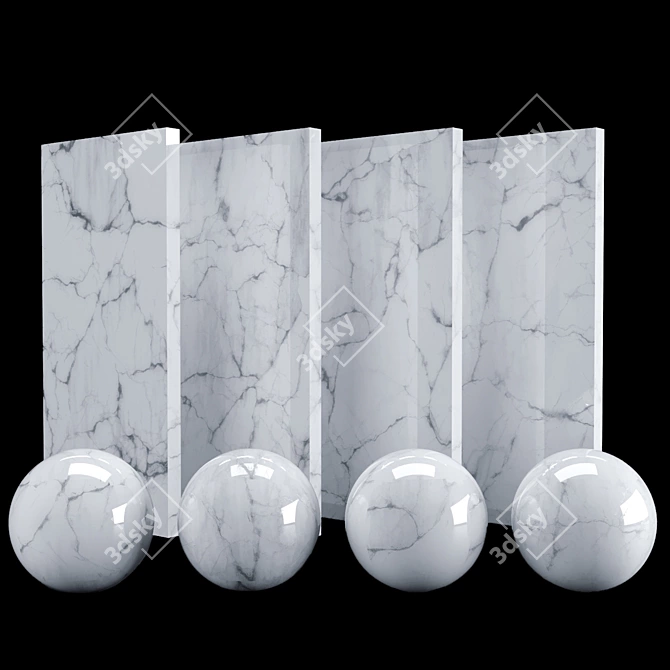 Elegant White Carrara Marble 3D model image 4