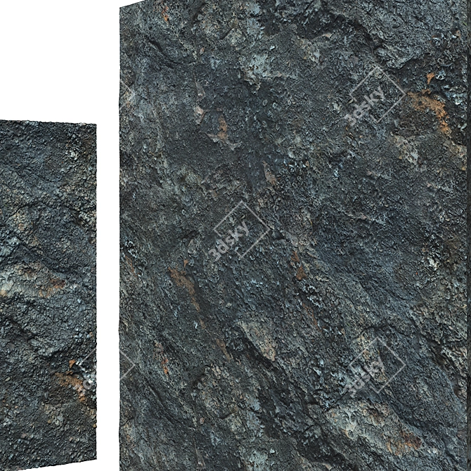 6K High Resolution Tileable Black Rock Stone Wall Cliff 3D model image 3