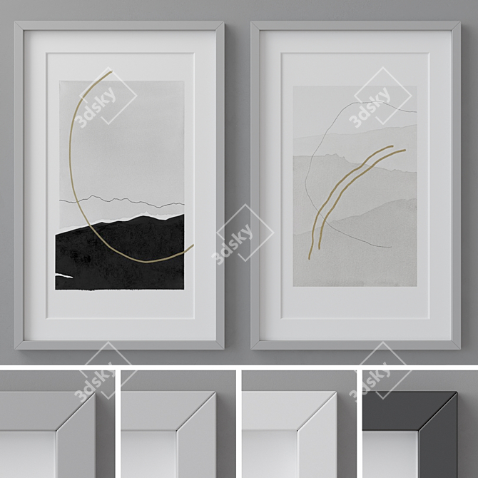 Stylish 4-Color Photo Frames 3D model image 1