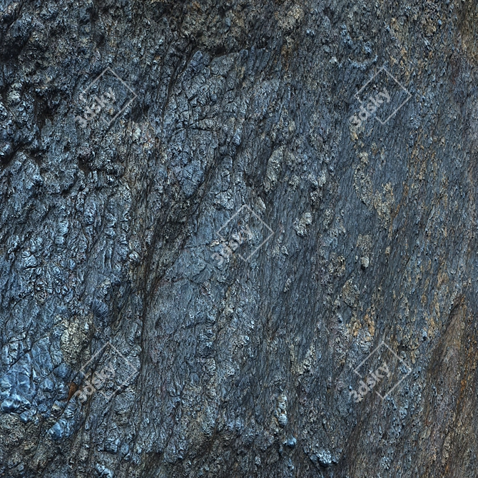 6K Tileable Textures: Black-Blue Rock Wall 3D model image 2