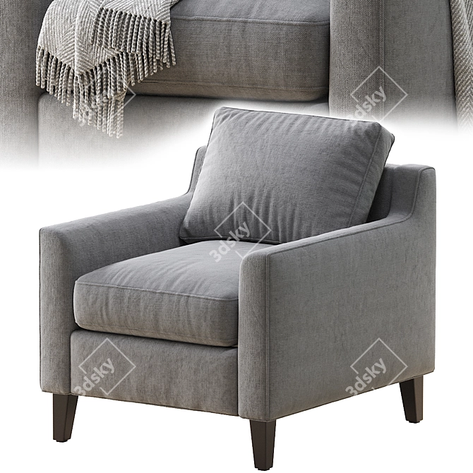 Elegant Beverly Armchair: 32" x 36" x 37 3D model image 1