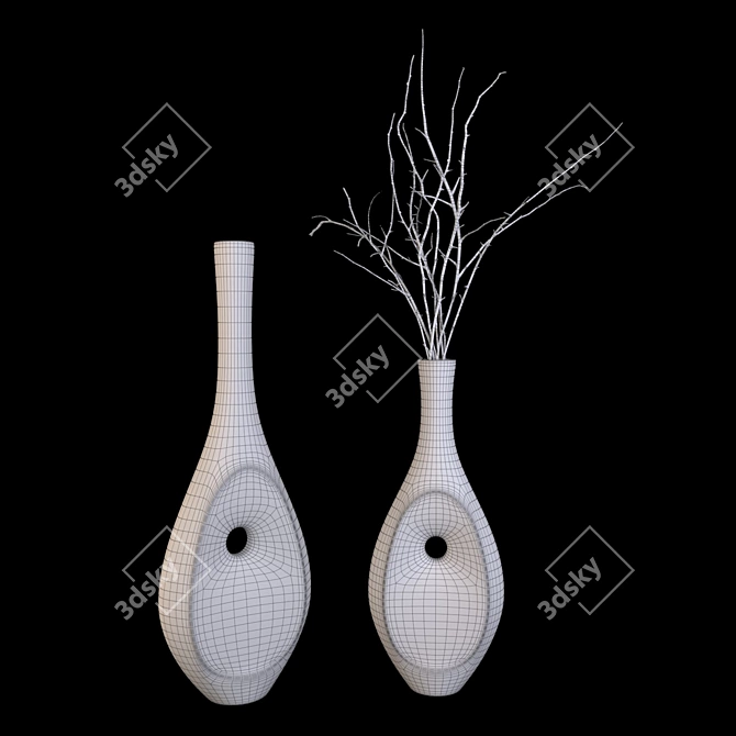 Elegant Vase with Dried Flowers 3D model image 2