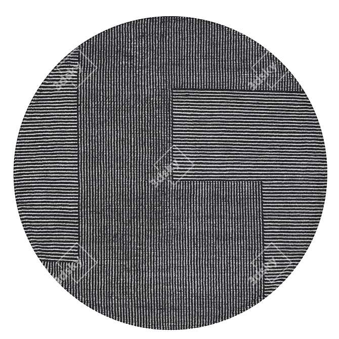 Hand-Knotted Wool Stripe Rug 3D model image 1