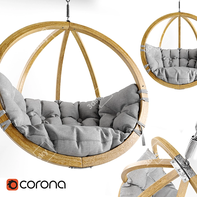 Globo Hanging Chair: Modern Wood Design 3D model image 1