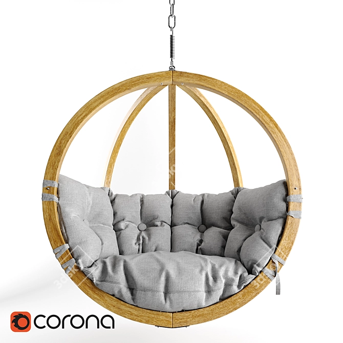 Globo Hanging Chair: Modern Wood Design 3D model image 4