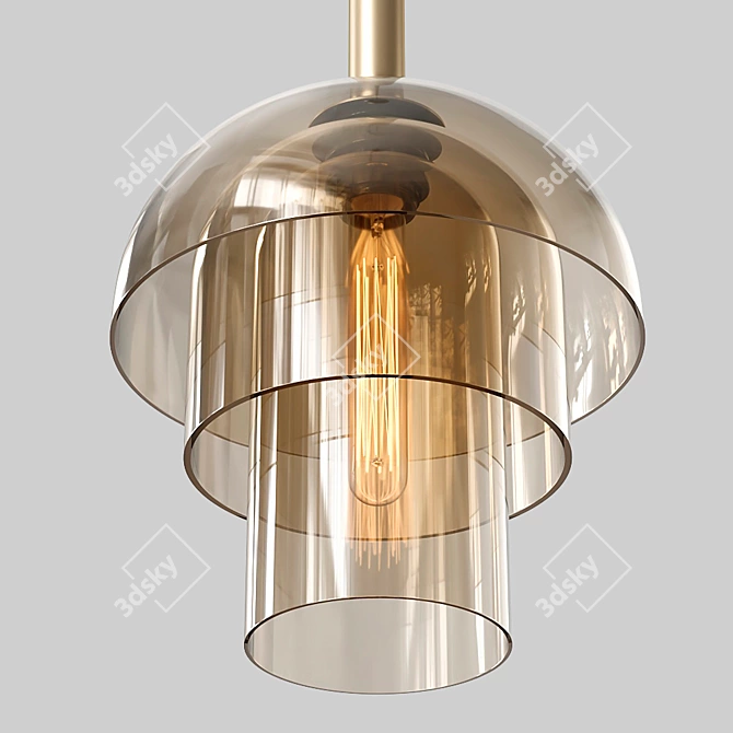 Golden Amber Pendant Lamp 3D model image 2