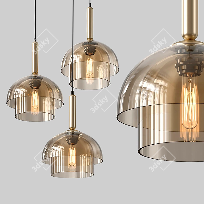 Golden Amber Pendant Lamp 3D model image 6