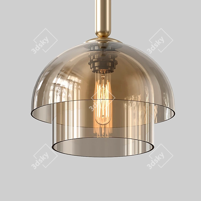 Golden Amber Pendant Lamp 3D model image 7