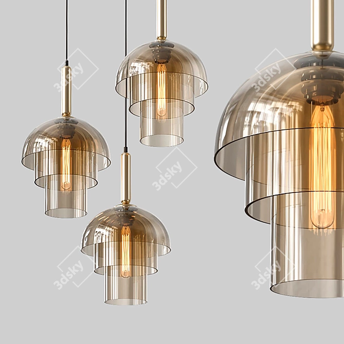 Jolly Gold Amber Pendant Lamp 3D model image 1