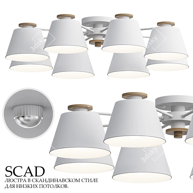 Low Ceiling Scandinavian Style Pendant Light 3D model image 1