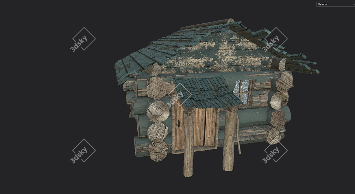 Charming Cottage with Broken Door 3D model image 2