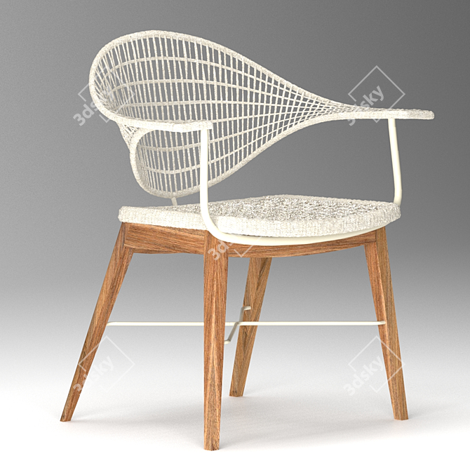 ABBA Chair: Stylish Wood & Fabric 3D model image 2