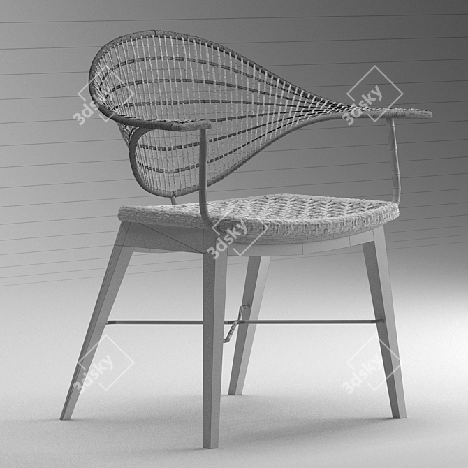 ABBA Chair: Stylish Wood & Fabric 3D model image 4