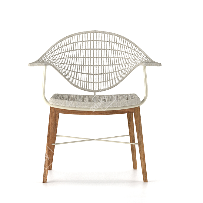 ABBA Chair: Stylish Wood & Fabric 3D model image 5