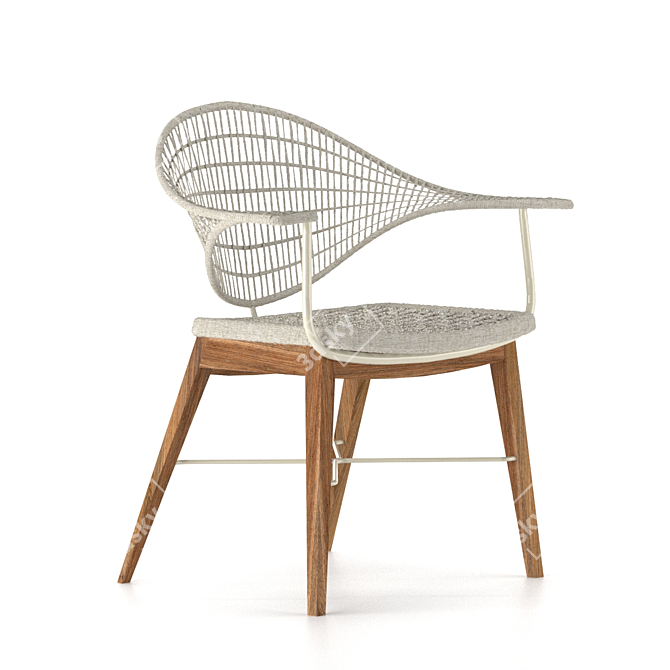 ABBA Chair: Stylish Wood & Fabric 3D model image 6