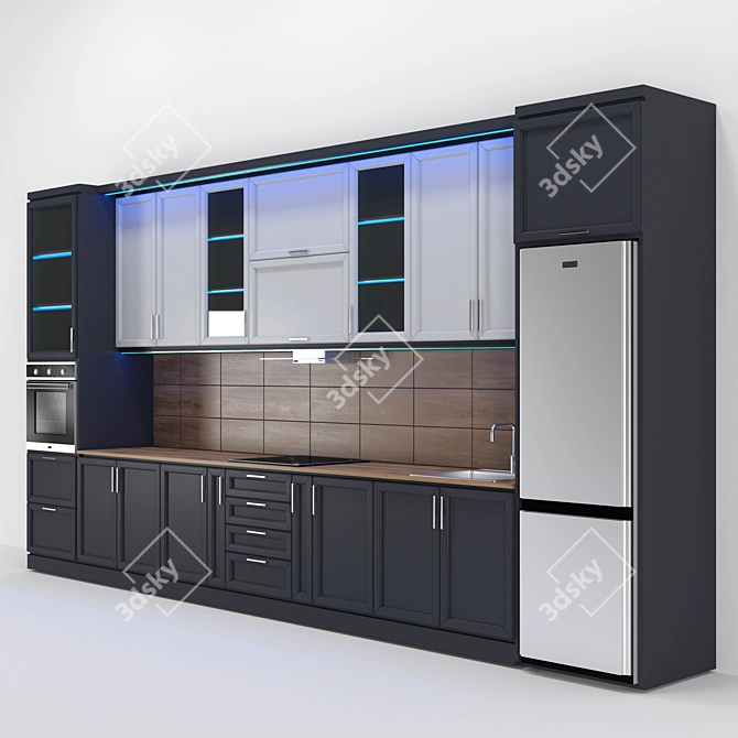 Custom Kitchen Furniture with Framed Facades 3D model image 2