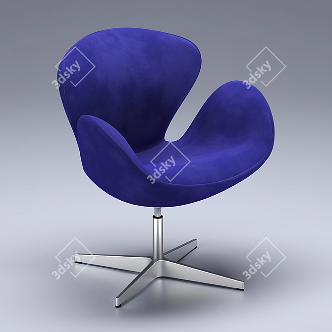 Elegant Swan Chair: Foam Shell & Fabric Upholstery 3D model image 1