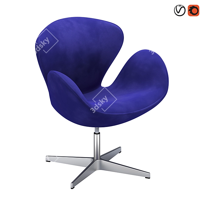 Elegant Swan Chair: Foam Shell & Fabric Upholstery 3D model image 3