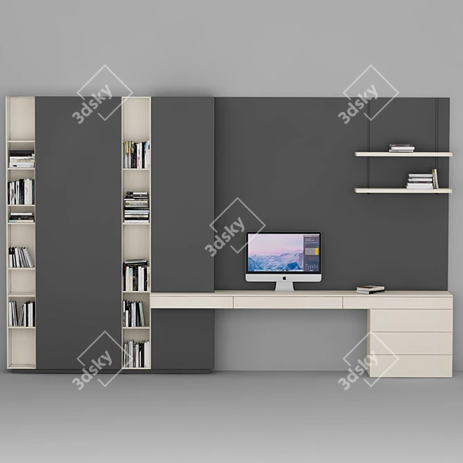   Luxury Home Office Shelf & Table: Versatile & Spacious 3D model image 1