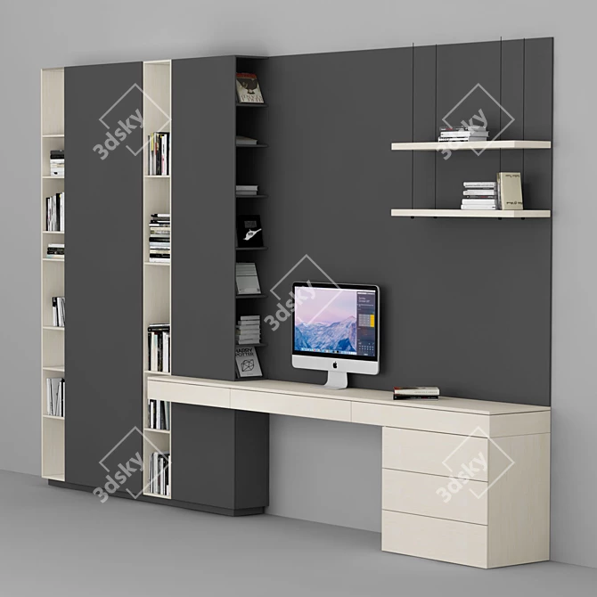   Luxury Home Office Shelf & Table: Versatile & Spacious 3D model image 2