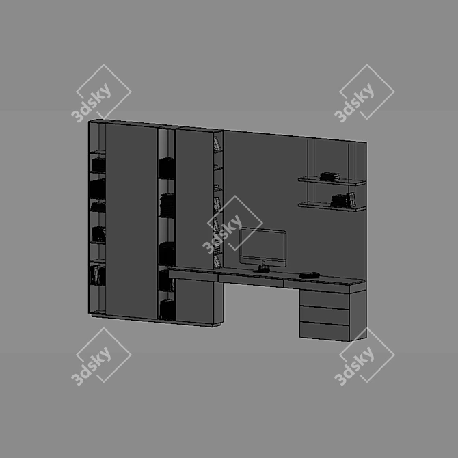   Luxury Home Office Shelf & Table: Versatile & Spacious 3D model image 3