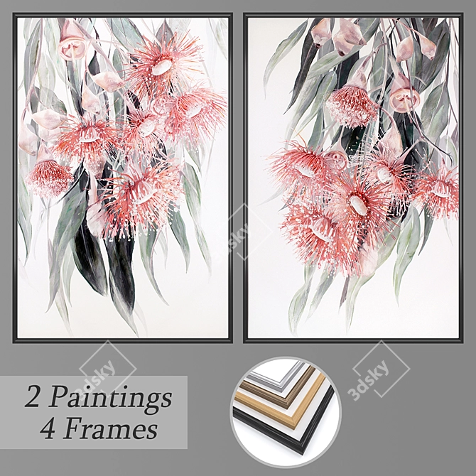3D Wall Art Set with Multiple Frame Options 3D model image 1