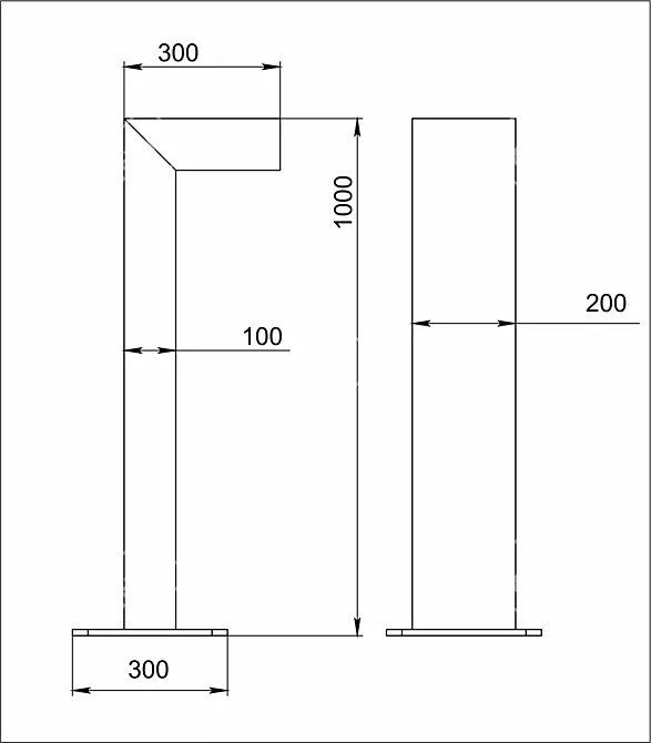 1m Aluminum LED Street Light Pole 3D model image 3