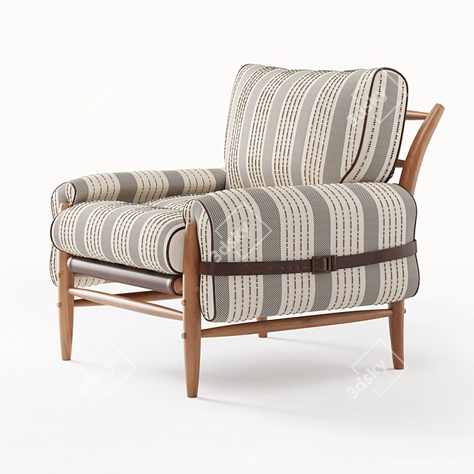 Handcrafted Maple Striped Chair 3D model image 3
